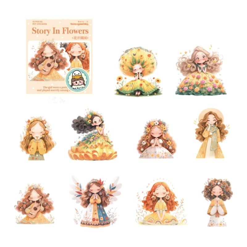 Journal Sticker Cartoon Girl Sticker Scrapbook Sticker Landscape Sticker Flowers Sticker Decorative Sticker