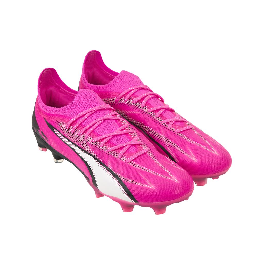 Puma Ultra Ultimate FG AG Fenomenalny Zestaw Unisex Trampki Białe Czarne Trująco-Różowe 107744-01