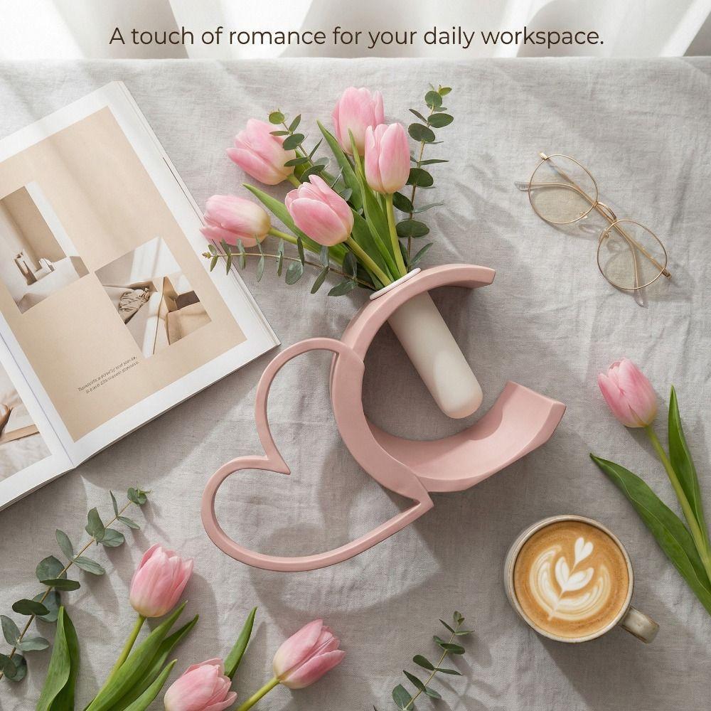Modern Heart-shaped Vase Imitation Ceramic Hydroponic Vase Flower Vases  Dining Table