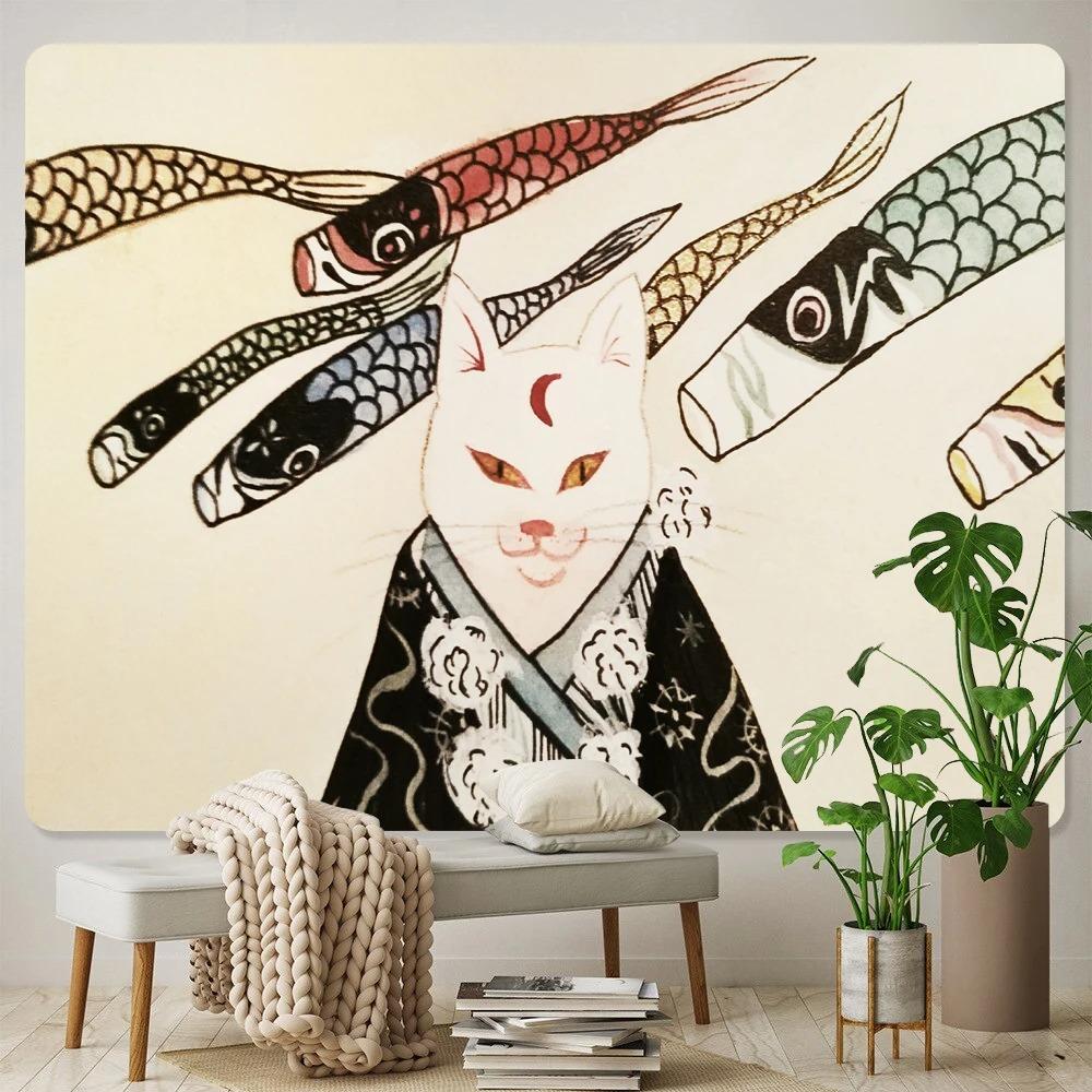 Japanese Style Ocean Wave Tapestry Office Living Room Decoration Home Wall Tapestry