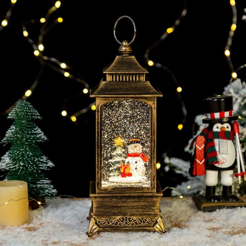 Christmas Decorative Lantern Candle Holder With Crystal Ball Snow Globe Music Box Gift Home Tree Decoration