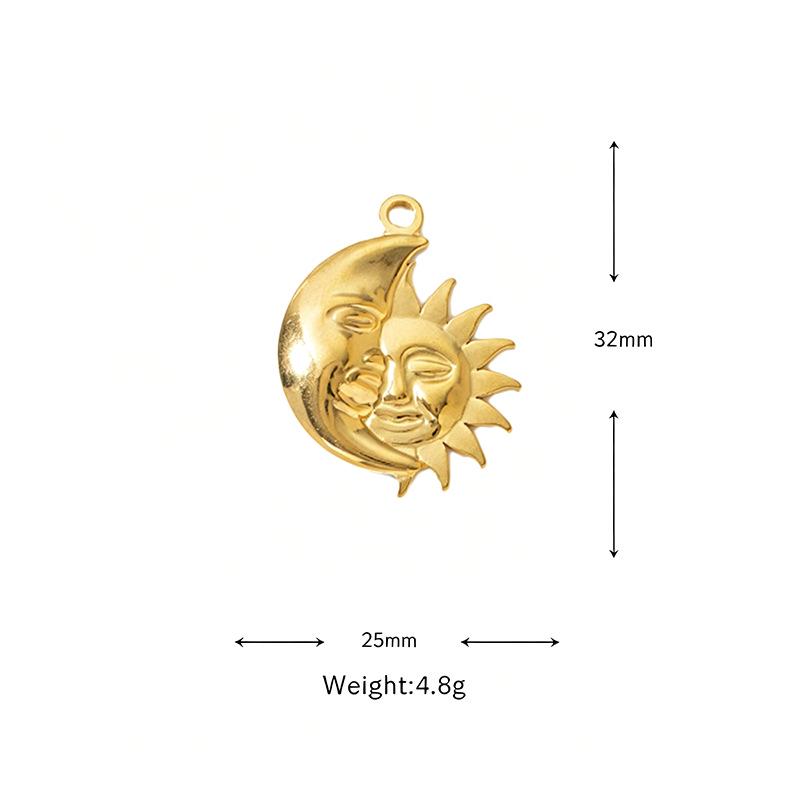 Golden Smiley Sun & Moon Stainless Steel Pendant