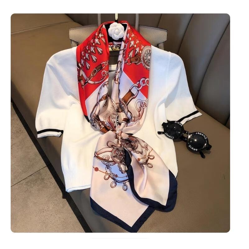 HANDUNYOU Французский стиль в полоску квадратный платок