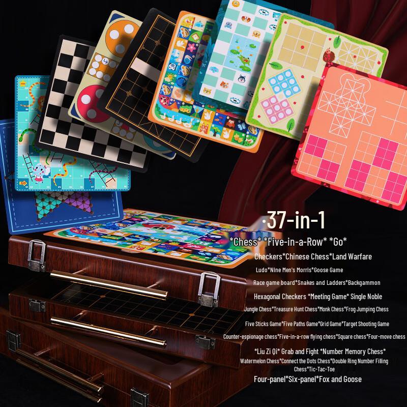 

37-in-1 Wooden Chess & Board Game Set