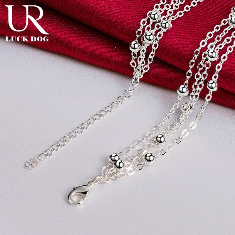 Colier cu mărgele cu mai multe lanțuri din argint 925 Bijuterii de nuntă la modă