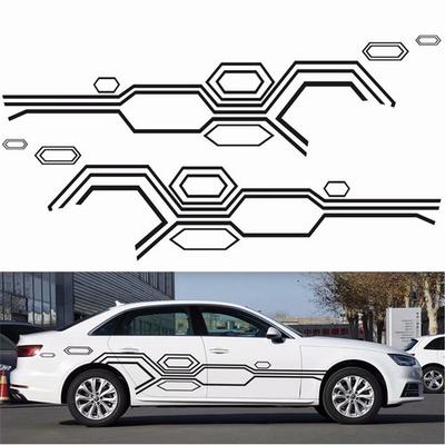 Pair 102"x28" Car Side Door Body Stripes Plaid Stickers   Decals Universal