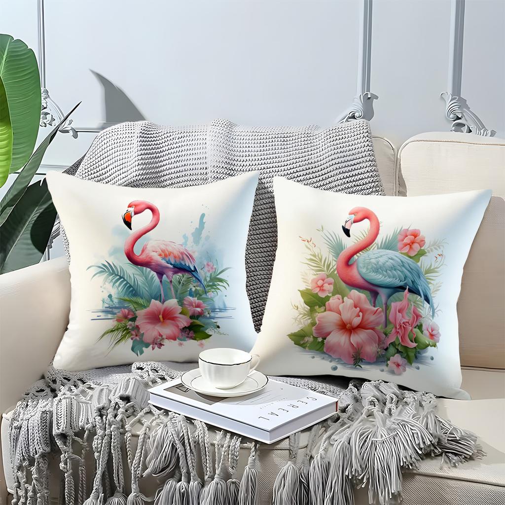 Tropical Flamingo Pattern Digital Printing Pillow Cover Short Plush Suitable Living Rooms Bedrooms Sofas Throw Cushion Cover