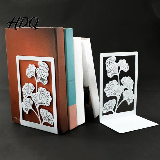 Heavy Duty Book Holder 1 Pair Metal Decorative Bookends Ginkgo Leaf/Monstera Ends for Leaf Bookend Bookshelf Non-Skid Stopper Home Office Study Room