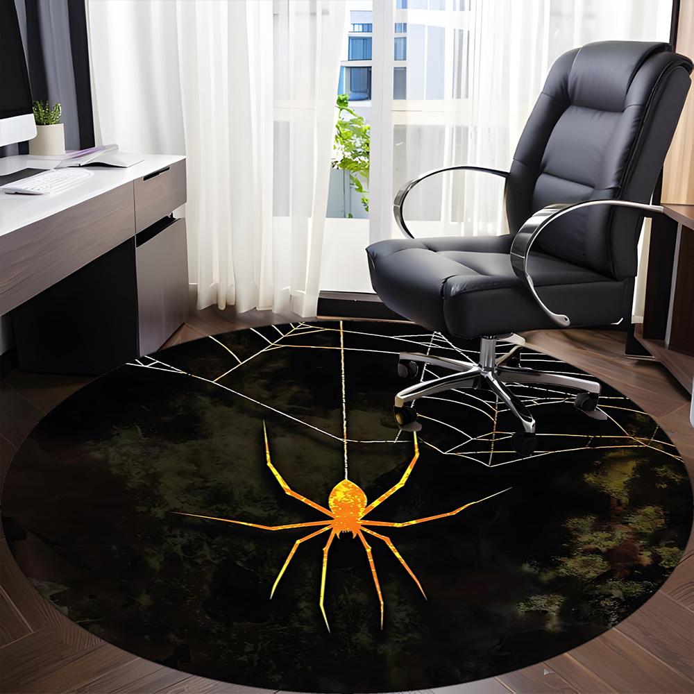 1PCSpider Web Office Round Area Rug,  Mat Suitable For Office, Under Office Chairs Bedroom Living Room Home Decor, Room Deco