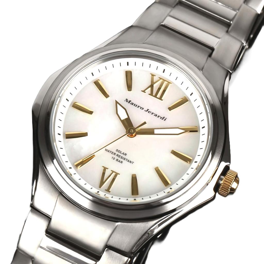 Mauro Geraldi Solar 10 ATM Water MJ040 Women's Watch, Titanium, Lightweight, Resistant, Mother-of-Pearl (MJ040-3/White)