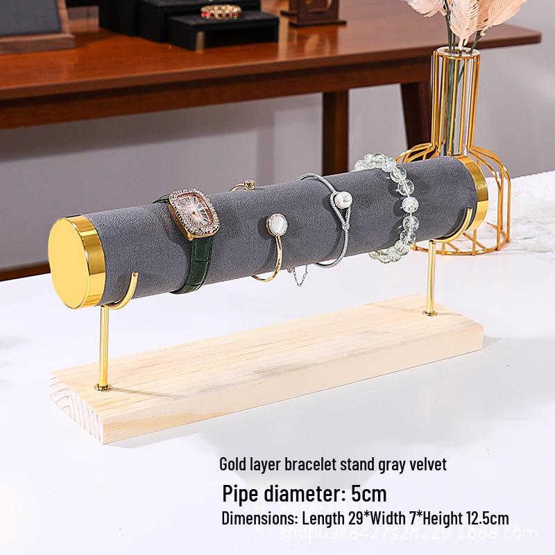 Solid Wood Suede Jewelry Rack and Bracelet Display Stand