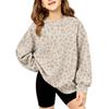 Girls' Fashion Leopard Print Neck Sweatshirt Casual Pullover Top for Everyday Wear