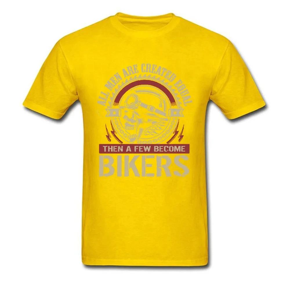 Vintage Motorcycle Skull Tshirt All Men Are Created Equal Then A Few Become Bikers Summer Motorbike Tops & Tees New Streetwear