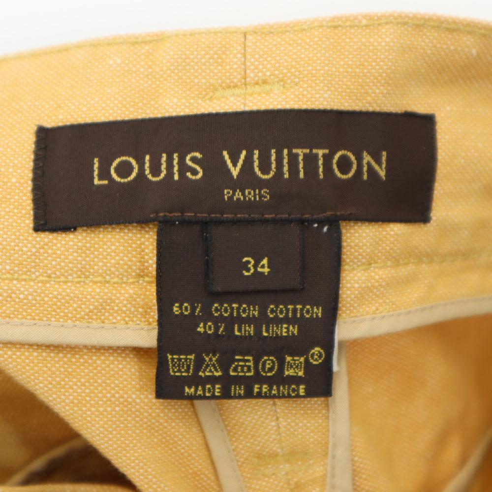 Louis Vuitton Made In France Linen Blend Cropped Pants 34 Camel Women Used