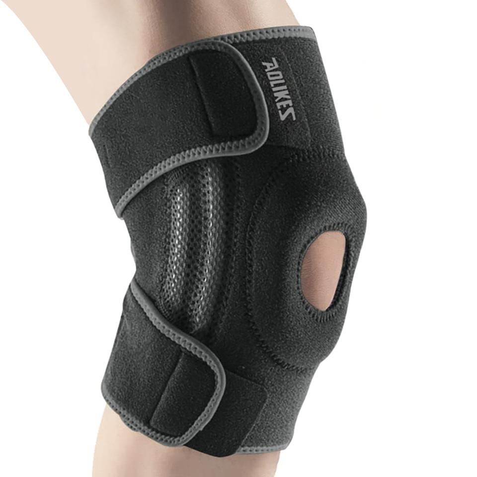 AOLIKES 1PCS Knee Brace for Women & Men with Side Stabilizers, Patella Knee Brace for Knee Support for Running, Basketball S/M черный серый