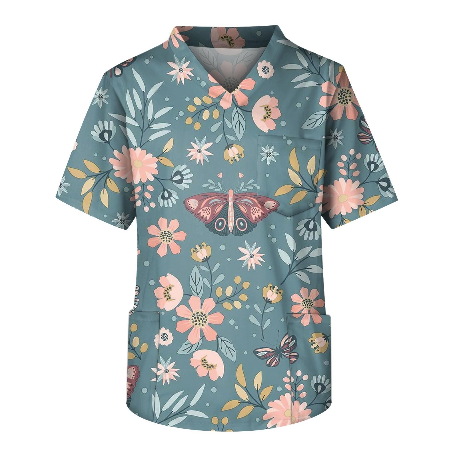 

Мужской топ с короткими рукавами и V-образным вырезом с принтом мелких животных нагрудный карман и карман для ухода S