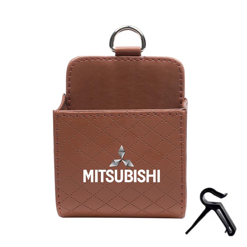 Car Storage Bag Car Air Outlet Debris Bag Mobile Phone Key Sunglasses Leather Organizer Box For Mitsubishi Eclipse Lancer Colt