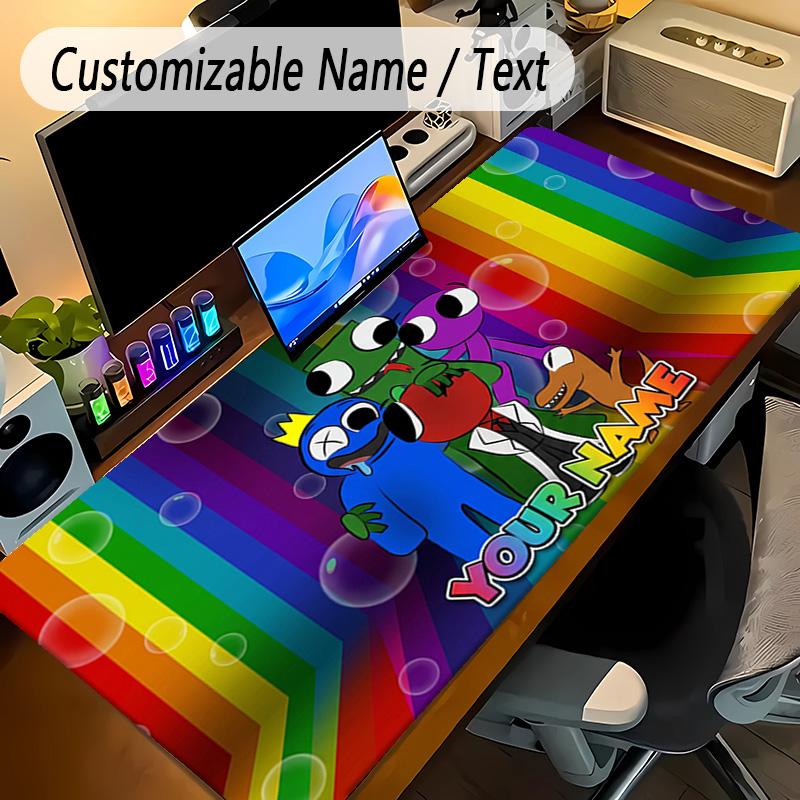 Large Mouse PadRainbow Friends Custom Name Text Personalized Desk Mat Non Slip Gaming Pad