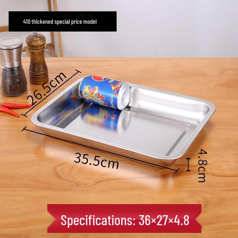 304 Stainless Steel Rectangular Tray for Steamed Fish, Rice, Chee Cheong Fun, and Baking