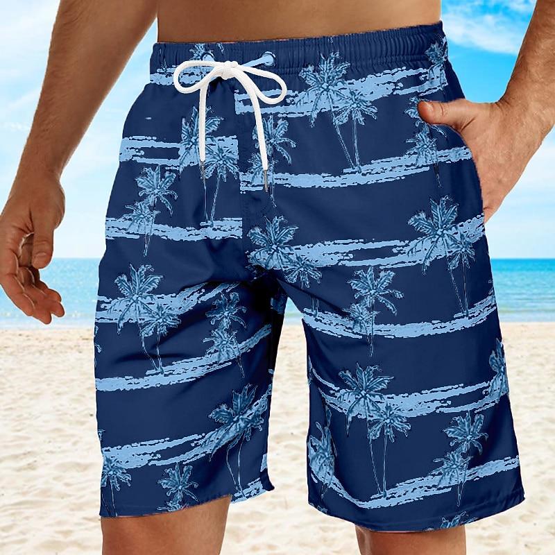 Men s Coconut Tree Graphic Prints Swim Trunks Swim Shorts Board Shorts 2XL