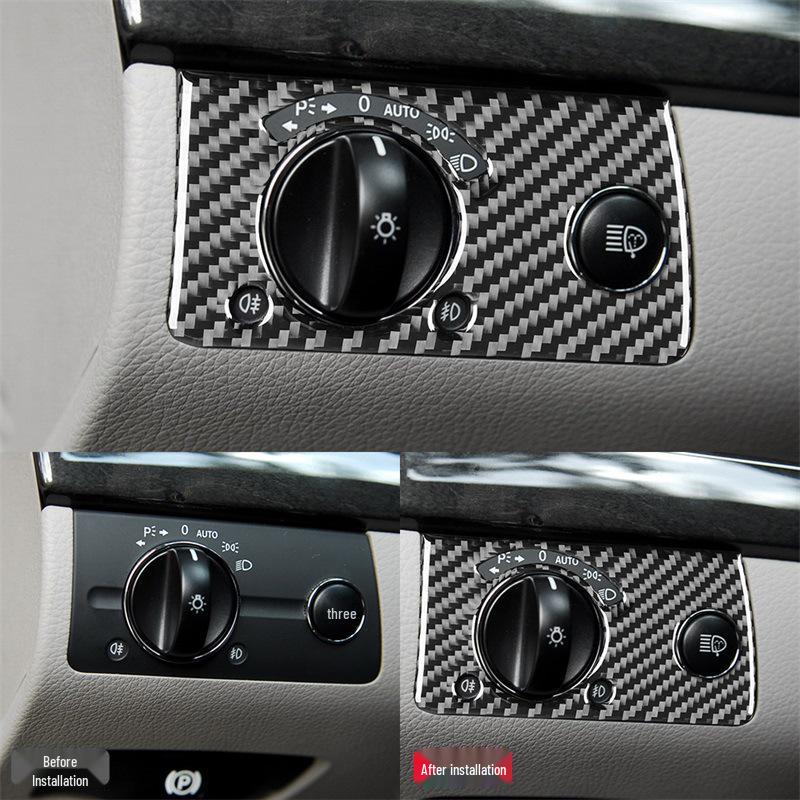 Mercedes-Benz E-Class W211 (2003-2009) Carbon Fiber Headlight Switch Decor Sticker