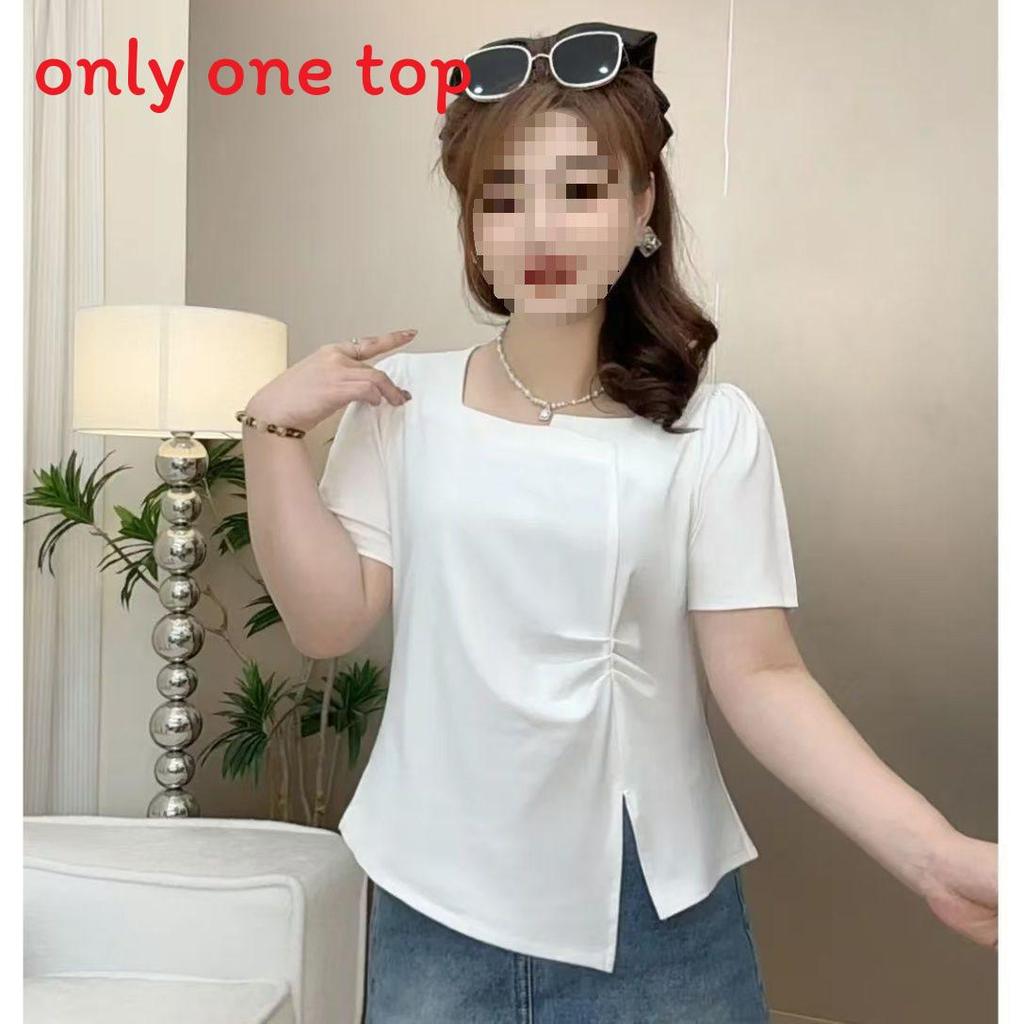 Oversized T Shirt For Women With Square Neck Short Sleeve Casual Top For Summer Comfort