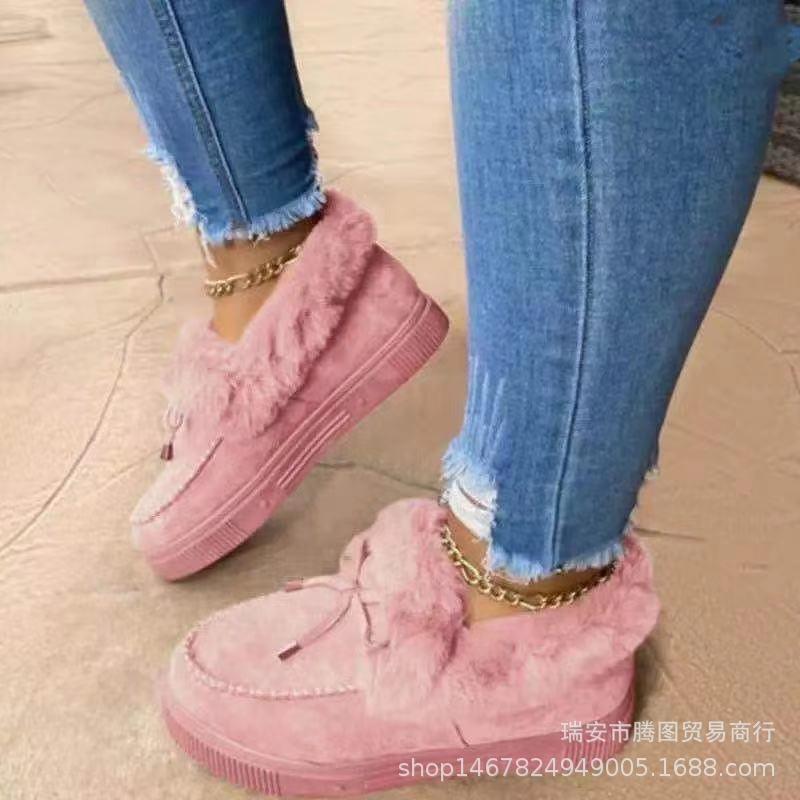 velvet cotton shoes women's warm snow boots Doudou shoes winter bag shoe seam thick sole large size round head thickened