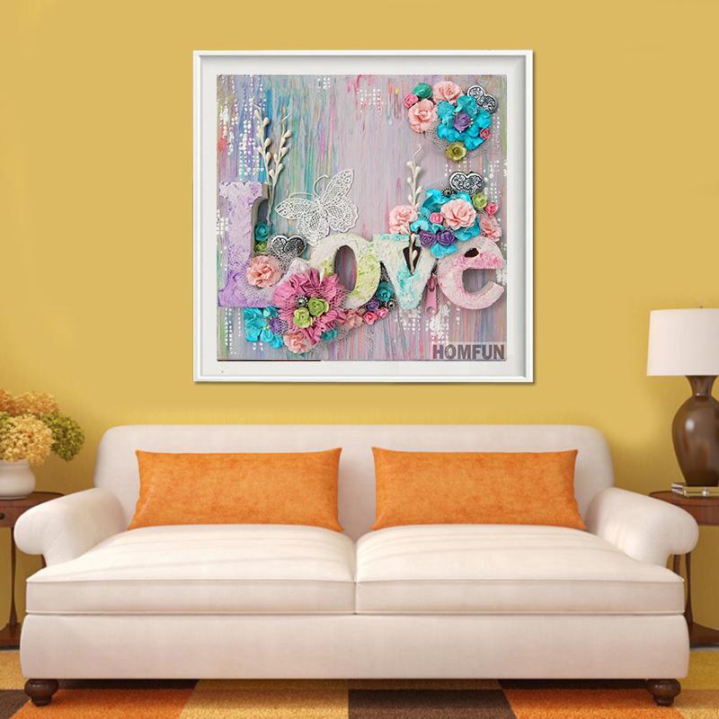 

HC Полный круглый дрель 5D DIY Алмазная картина Цветочная буква Вышивка Крестом 5D Домашний декор 20*20 cm