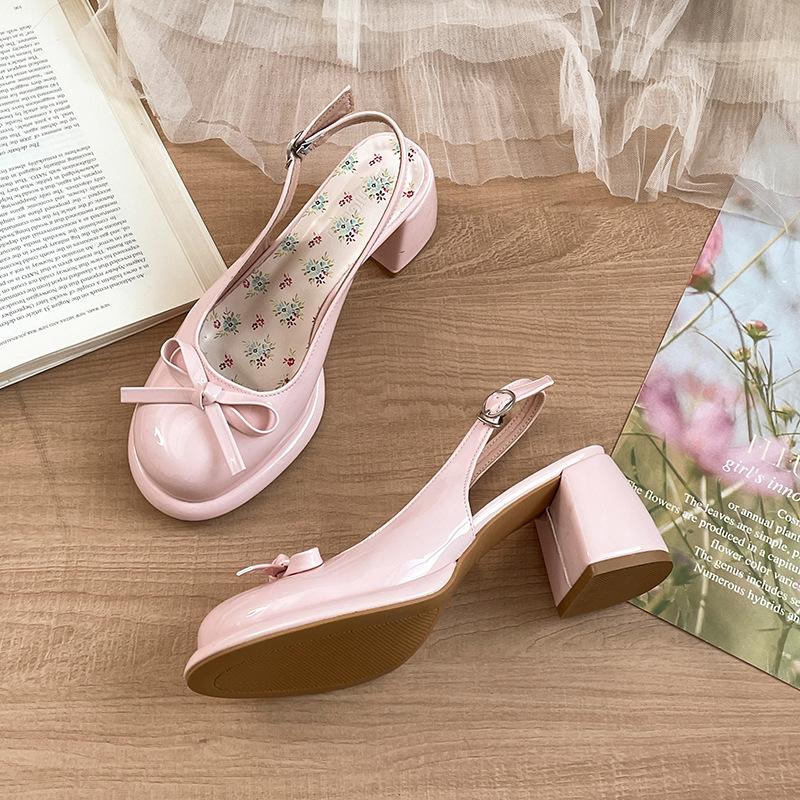 Fashion Cover Toe Butterfly-knot Women Sandals Fashion Thick Heel Singbacks Shoes Ladies Outdoor Gladiator Sandalias 2026 New