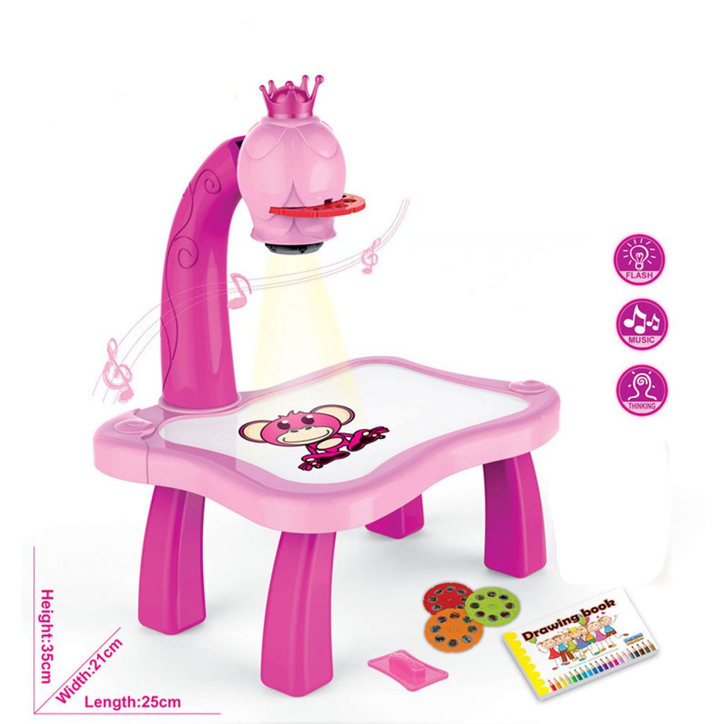 Child Smart Projector Desk With Light & Music Learning Painting Machine Toy