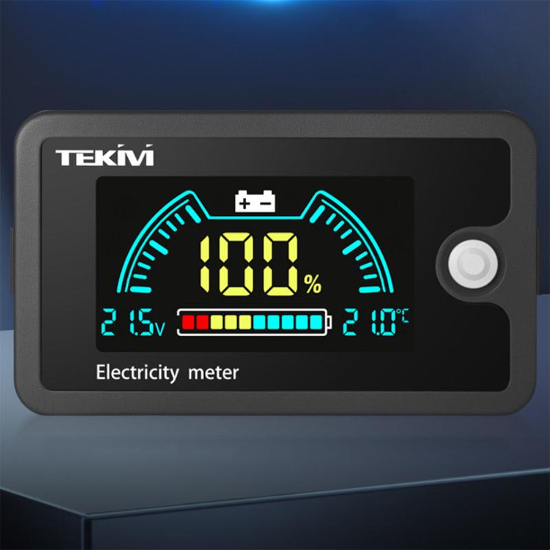 1 Set Lifepo4 Blei-Säure Lithiumbatterie DC8-100V Batteriekapazitätsanzeige mit Temperaturalarm LCD-Bildschirm Stromzähler