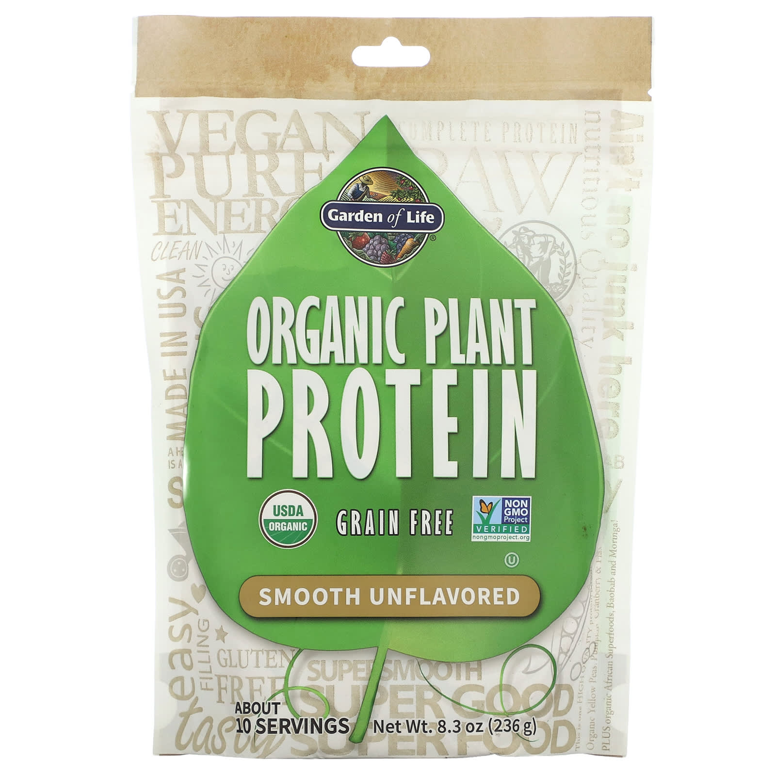 

Garden of Life, organic plant protein, grain-free, mild tasteless, 8.3 oz (236 g)