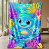 Oceanic Sea Turtle Adventure Theme Blanket Lightweight Warm Flannel Blanket Decorative Throw Blanket for Home Decoration
