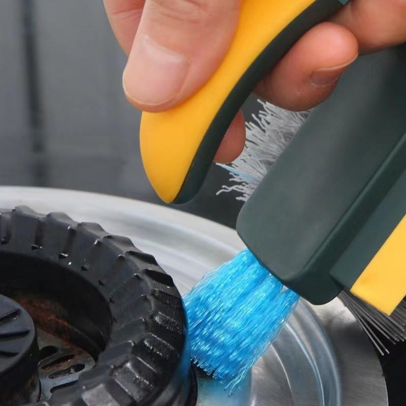 3-in-1 Gap Brush, Scrapes Water & Brushes Dust, V-Shaped Bristles 90° Dead Angle Free for Bathroom & Floor
