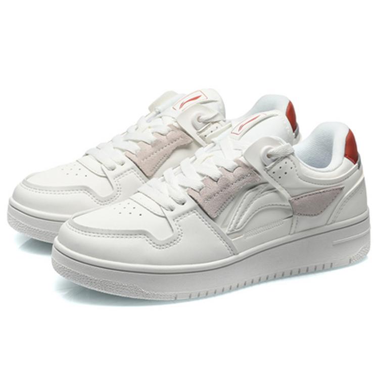 Li Ning Comfortable Slip Resistant Cushioning Abrasion Resistant Breathable Low Top Skateboard Shoes Women's Mist White AGCS392-5