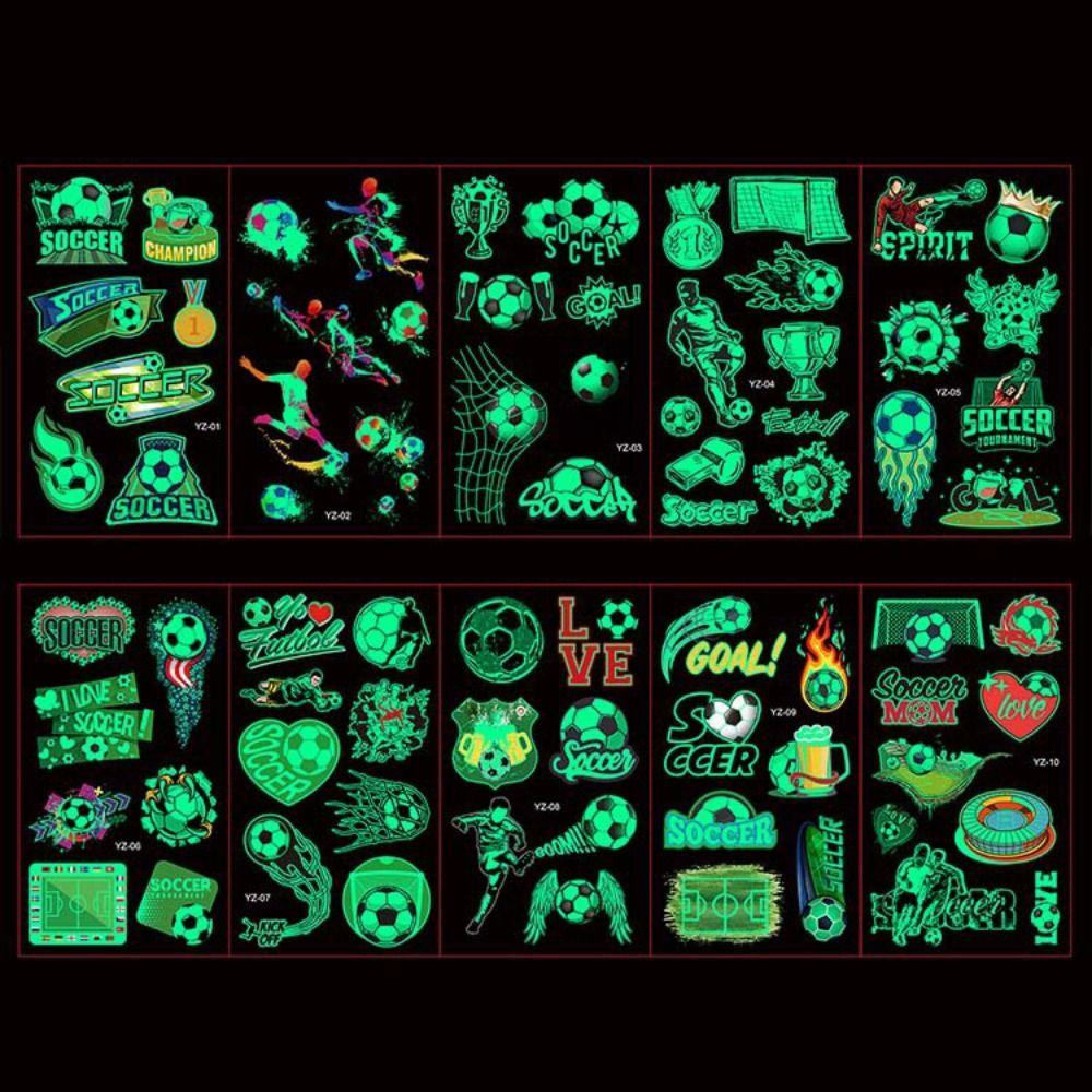 10Pcs/set Glowing Football Fan Tattoo Waterproof Temporary Tattoo Stickers  Women Men