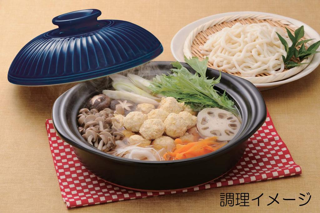 Ginpo Pottery Clay Pot, IH Compatible, Direct Flame Compatible, Chrysanthemum Design, Lapis Lazuli, Size 7, 2-Person Capacity, Banko Ware, Made In