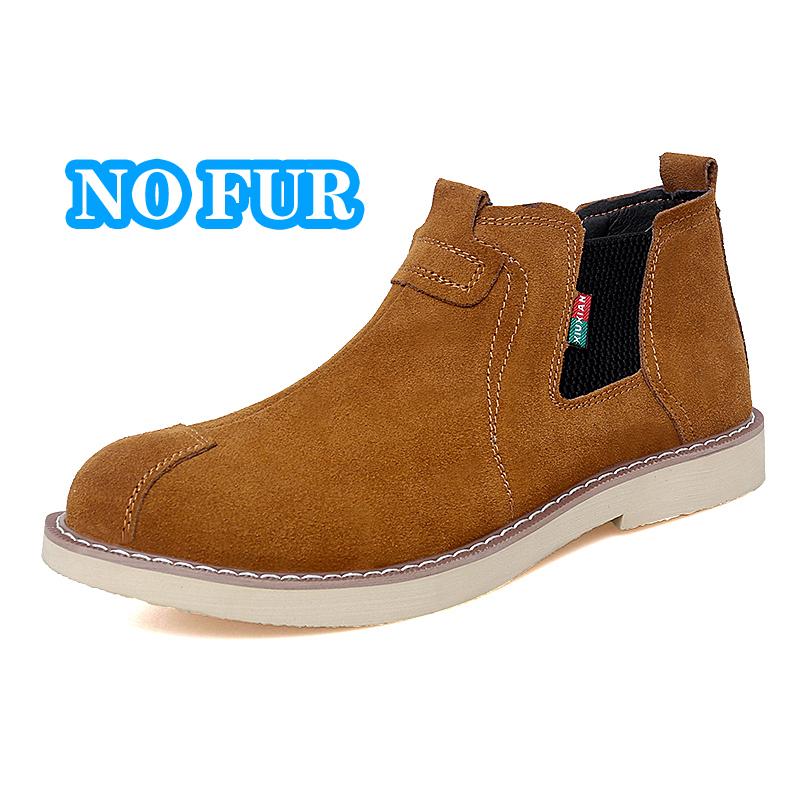 Fashion Suede Leather Chelsea Boots Winter Shoes Plush Warm Footwear New Fashion Slip on Mens Ankle Boots Non-Slip Leisure Walk Shoes