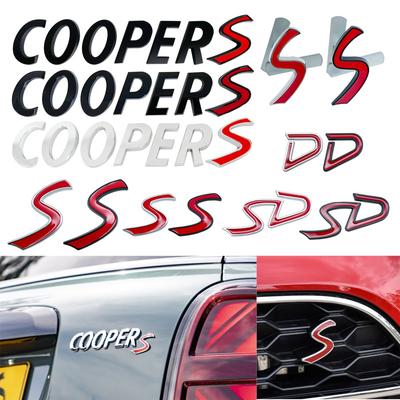 1Pcs 3D Metal S Logo Front Grille Emblem SD Badge Car Rear Tail Bumper Trunk Sticker For Cooper S Logo F55 F56 F60 R55 R56 R60