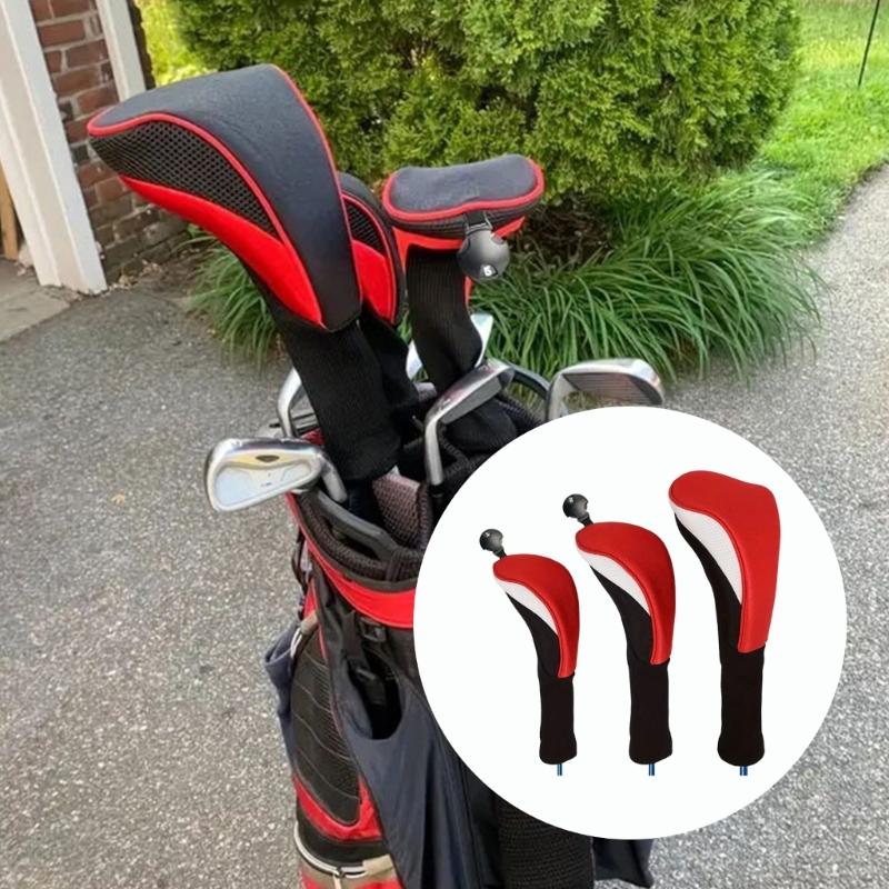 3Pcs Professinal Golf Head Cover with Interchangeable Number Label Soft Wood Golf Club Driver Headcovers Easy to Use