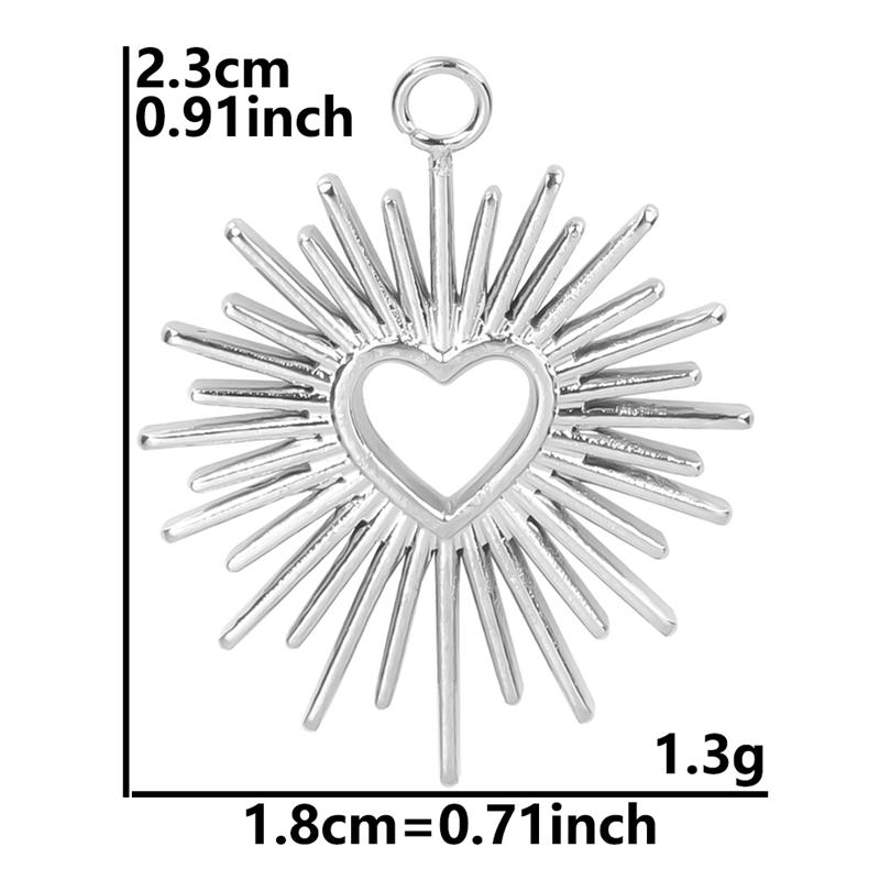 High Quality 6pcs Silver Color Heart Charm Stainless Steel Charms For Jewelry Making Pendnat Breloque Acier Inoxydable Materials