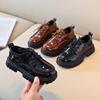 British Style 2023 Black Leather Shoes for Kids: Medium & Large, Lace-Up, Thick-Soled, Perfect for Students' Performances, Boys & Girls.