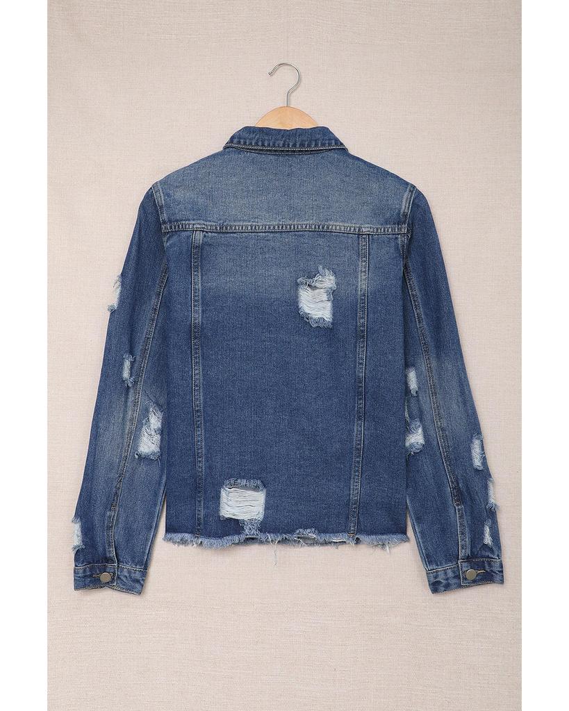 Azura Exchange Distressed Buttons Denim Jacket