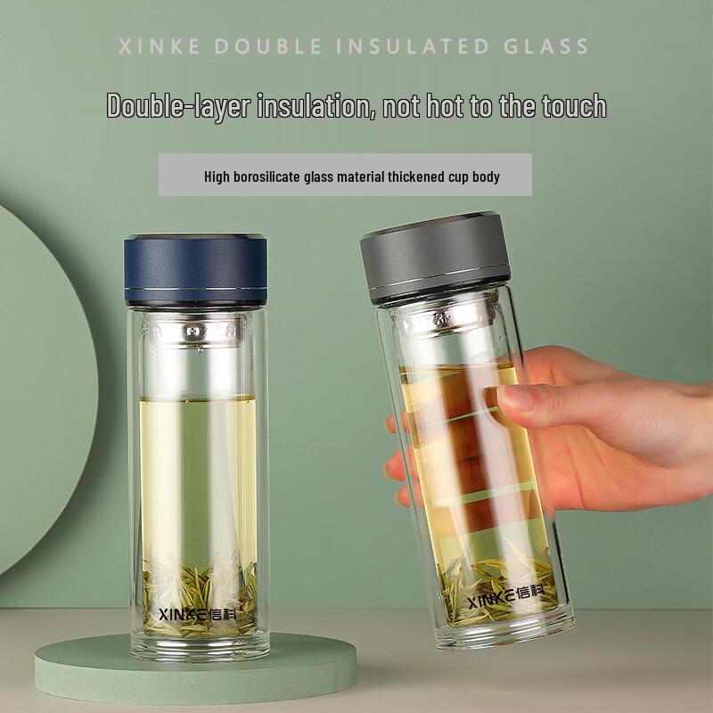 Xinke Double-Walled Tea Infuser Glass Water Bottle 300ml
