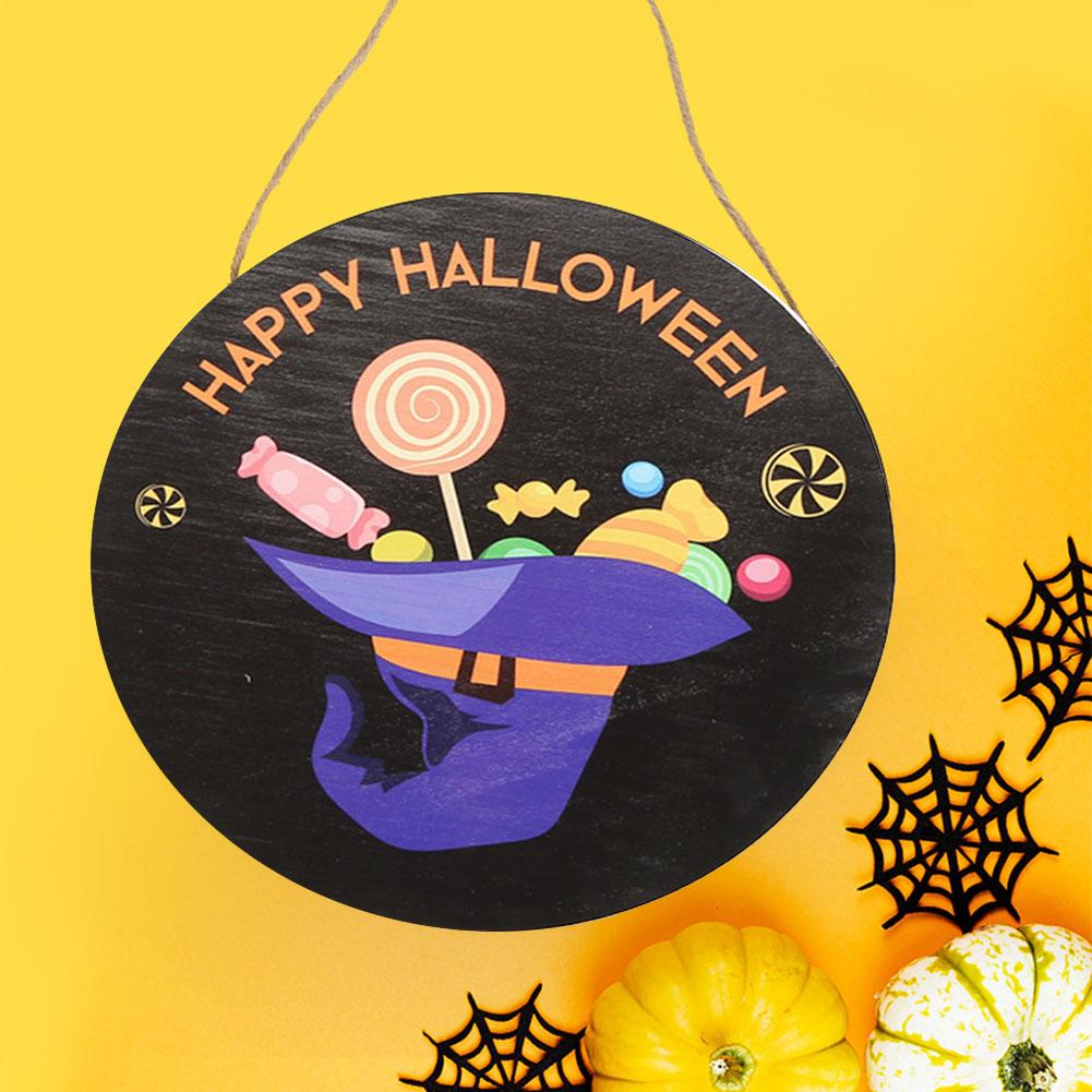 Halloween Party Festive Home Décor Spooky Atmosphere Colorful Printing Large Wooden Sign Naughty Pattern Design