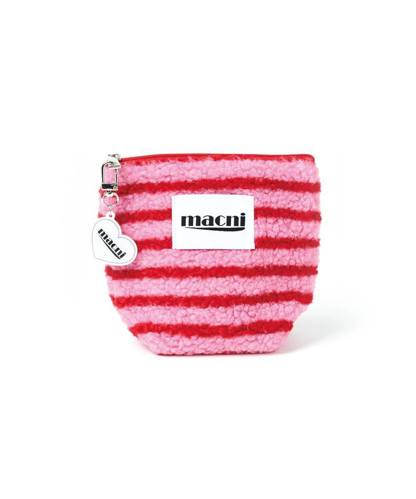 Macni Poodle Stripe Standy Pouch Pink