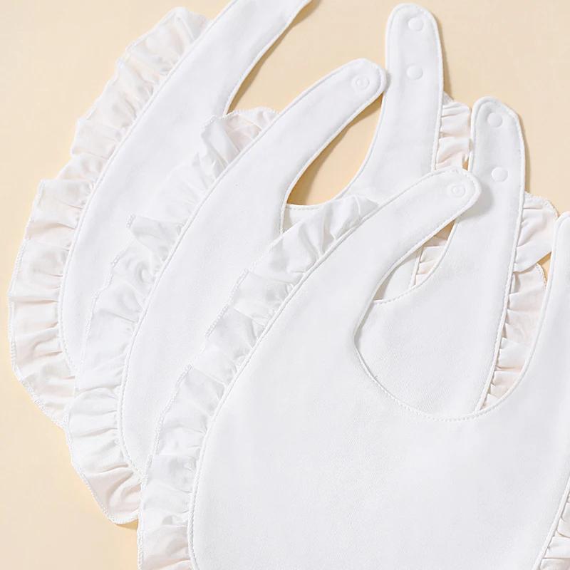 3 ks Dětský bryndák pro holčičky 100% bavlna Měkký komfort Krajka Bílá Jednoduchost 0-2 roky