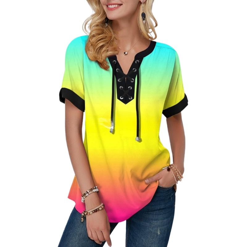 IHUASU Letnia Drukowana Koszulka Damska Luźna