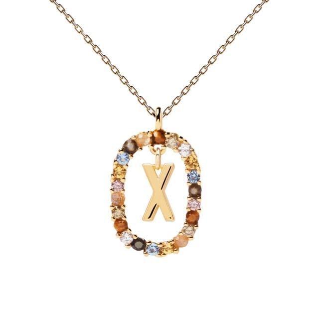 Letter Necklace Chain With Colorful Cubic Zirconia For Women Initial A -Z Alphabet Pendant Choker Trend Jewelry