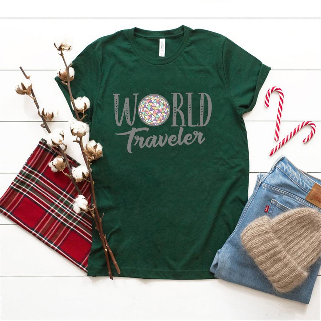 World Traveler T Shirt Epcot Unisex T-Shirt World Traveler Family Trip T-shirt Summer Graphic T Shirts Short Sleeve Tees Tops